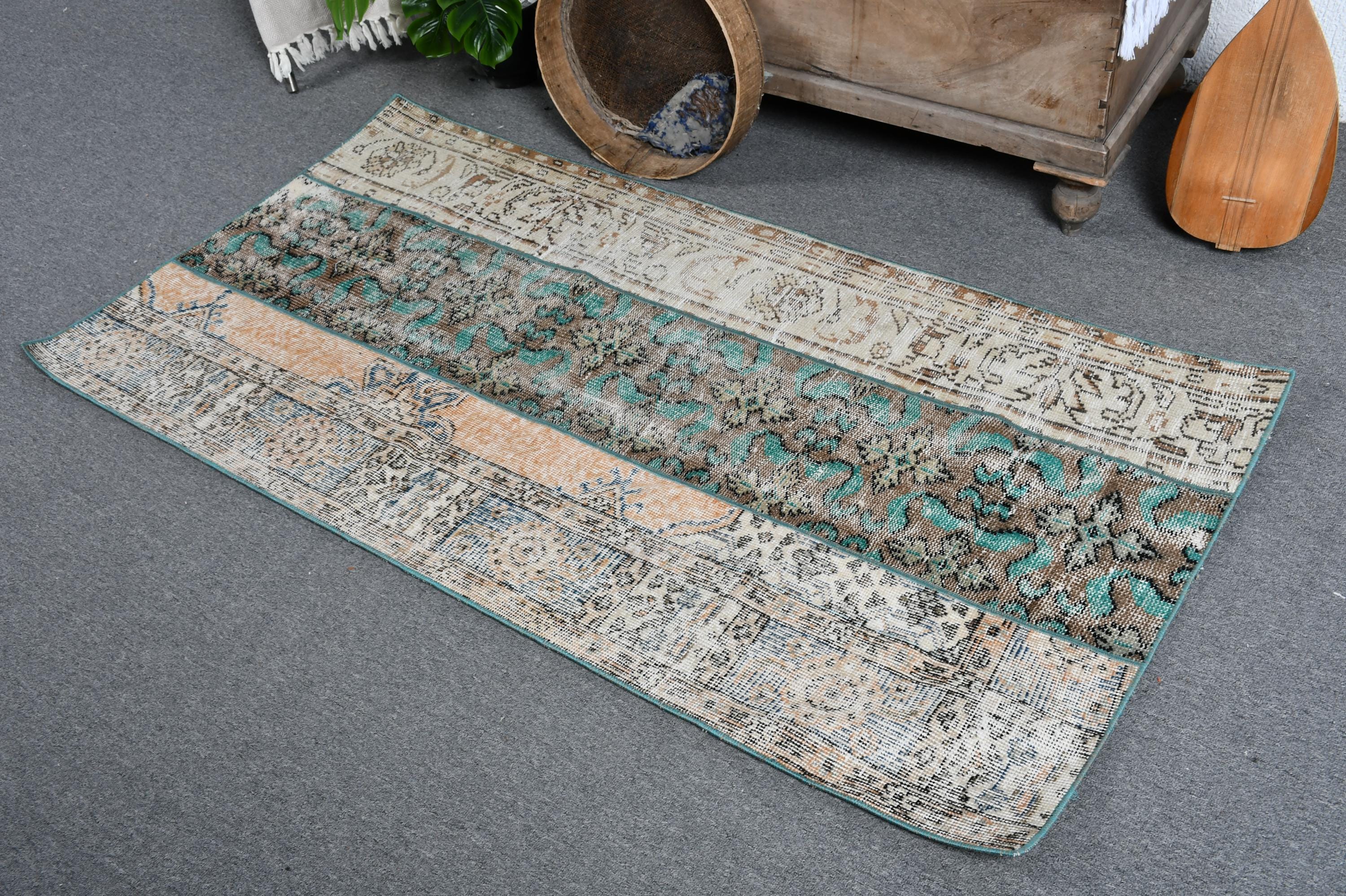 ヴィンテージラグ、3x5アクセントラグ、パッチワークラグ、トルコラグ