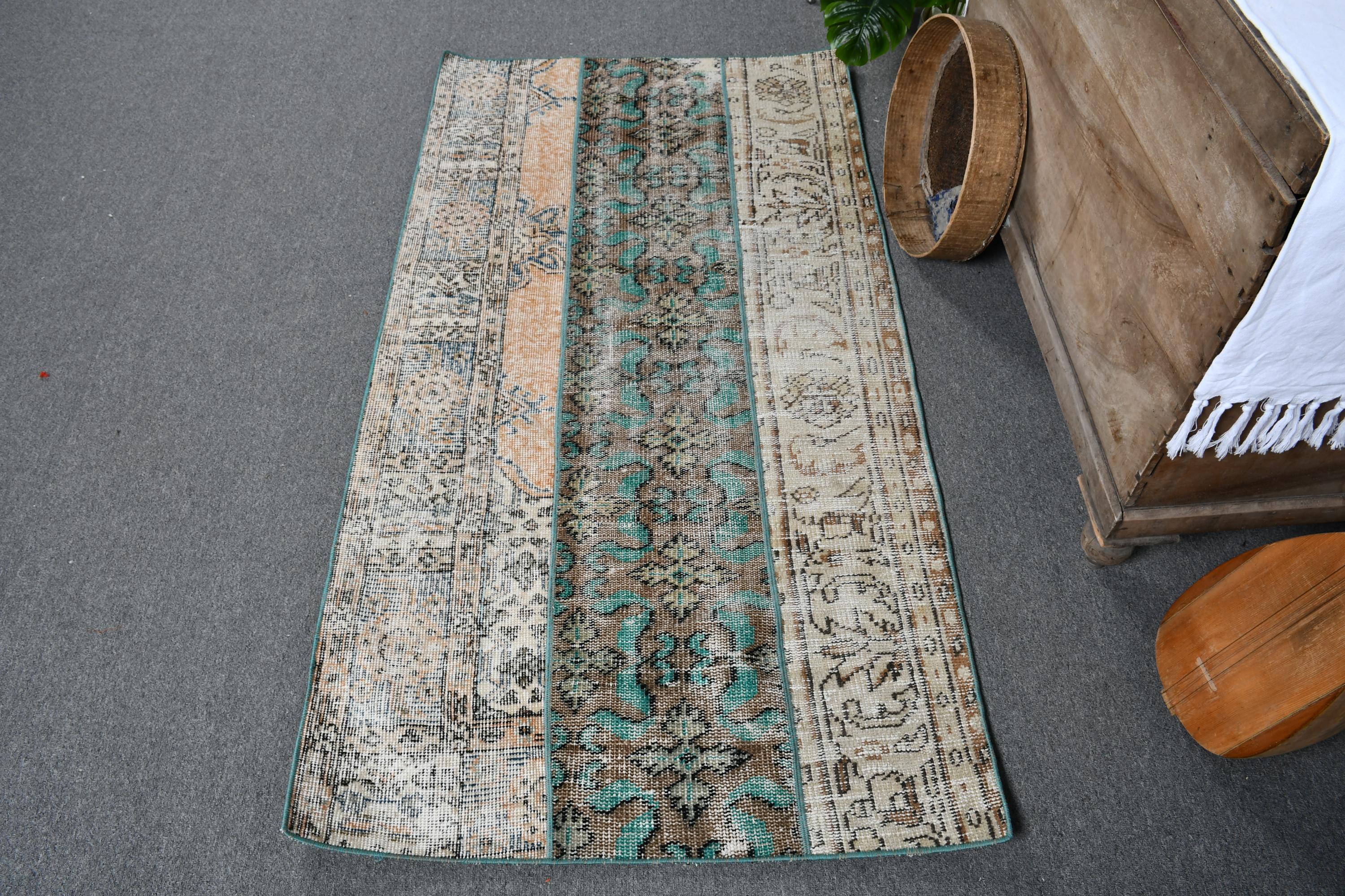 ヴィンテージラグ、3x5アクセントラグ、パッチワークラグ、トルコラグ