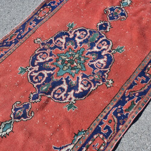 Area Rug, Vintage Rug, Turkish Rug, Antique shops Rug, 44x84 inches Red Rug, Bohemian Floor Carpet, Tribal Indoor Rugs, 8570