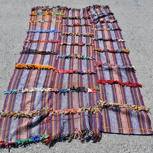 Turkish Kilim, Area Kilim, 4.1x7.2 feet, Handmade Kilim, Tulu Kilim, Decorative Kilim, Striped Kilim, Organic Kilim, Vintage Kilim, SN- 6052