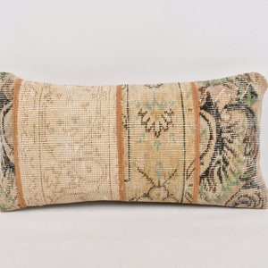 Pillow for Couch, Ethnical Kilim Pillow, 12x24 Turkish Kilim Pillow, Pillow for Sofa, Beige Cushion Case, Bedding Pillow, Patchwork Pillow,
