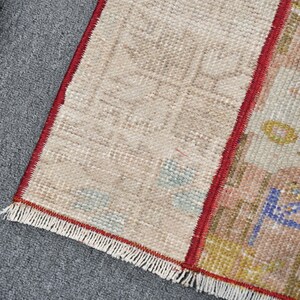 Turkish Vintage Rug 1.5x2.8 ft (45x86 cm), Brown Ikat Wool Rug image 9