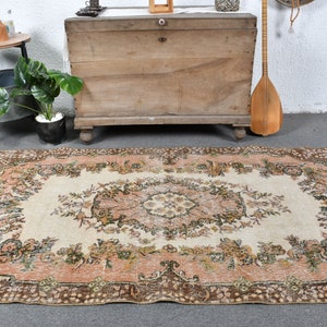 Vintage Rug, Turkish Rug, Area Rug, Antique Rug, Rugs For Dining Room, 3.8x7 ft Beige Rug, Floral Oushak Rugs, Vintage Area Rug,  12560