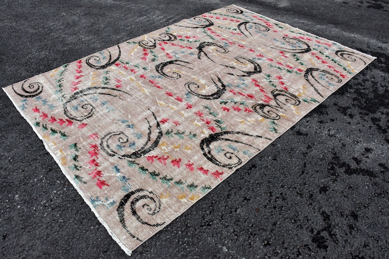 Vintage Rug Living Room Rug Oushak Rug Salon Rug SN- 3996 Antique Rug Large Rug Handmade Rug Art Deco Rug 6.1 x9.3 Turkish Rug