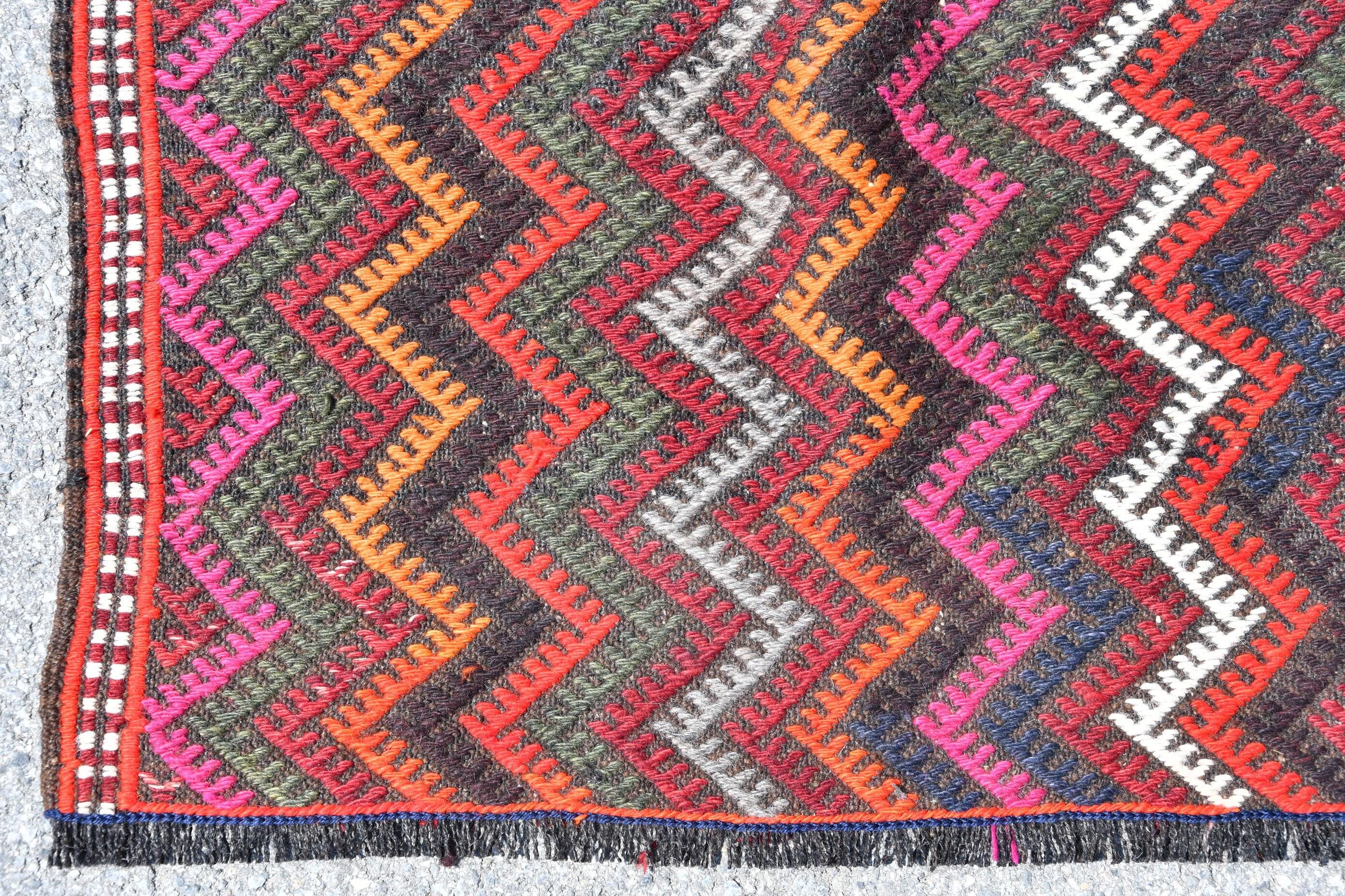 Vintage Turkish Area Rug, Zigzag Pattern, Multicolor, 5x8ft