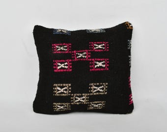 Home Decor Pillow, Vintage Kilim Throw Pillow, 16x16 Interior Designer Pillow, Antique Pillows, Pink Pillow Cover, Geometric Kilim Pillow,