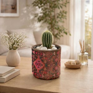 Vintage Rug Pattern Planter, Farmhouse Decor, Handmade Kilim Flower Pot, Decorative Basket, Rustic Home Decor, Ethnic Toy Basket,
