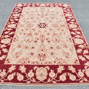 Vintage Rug, Turkish Rug, Large Carpet, Oushak Carpet, 68x109 inches Red Rug, Decorative Bedroom Rugs, Office Rug, Living Room Carpet,  9094