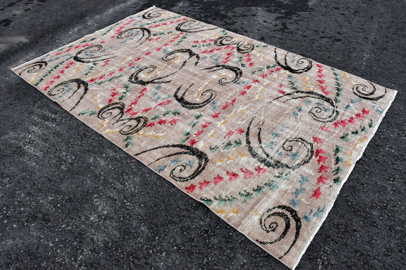 Vintage Rug Living Room Rug Oushak Rug Salon Rug SN- 3996 Antique Rug Large Rug Handmade Rug Art Deco Rug 6.1 x9.3 Turkish Rug