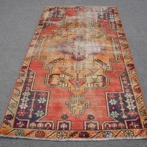 Turkish Rug, Area Carpet, Vintage Rug, Oushak Carpet, 47x89 inches Red Carpet, Bohemian Floor Carpet, Handmade Indoor Rugs,  10773
