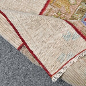 Turkish Vintage Rug 1.5x2.8 ft (45x86 cm), Brown Ikat Wool Rug image 10