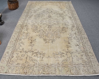 Large Rug, Vintage Rug, Turkish Rug, Home Decor Carpet, 65x112 inches Beige Carpet, Oversize Carpet, Organic Bedroom Rugs,  10899