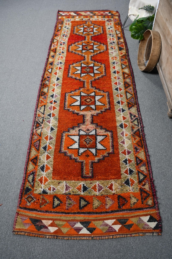 Vintage Rug, Herki Rug, Turkish Rug, 3x10 Runner Rug, Antique Rugs
