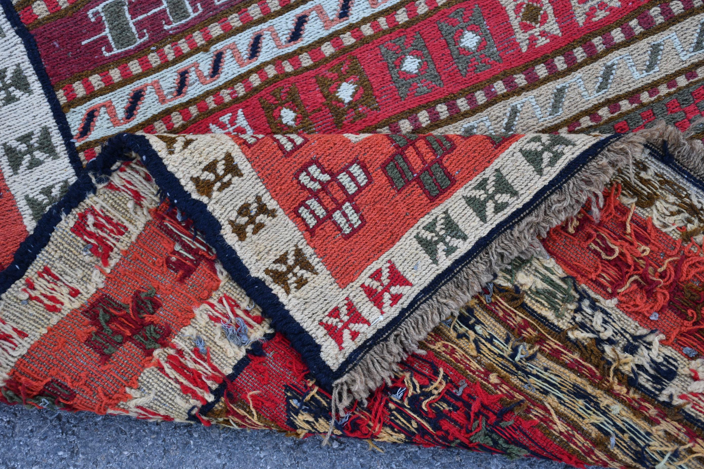 Turkish Rug, Accent 3.3x5.8 Ft Vintage Rug, Red Floral Wool Rug - Etsy