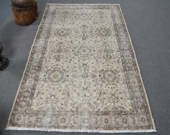 Area Carpet, Turkish Rug, Vintage Rug, Antique Carpet, 48x80 inches Beige Rug, Wool Floor Rugs, Turkey Indoor Rugs,  10853