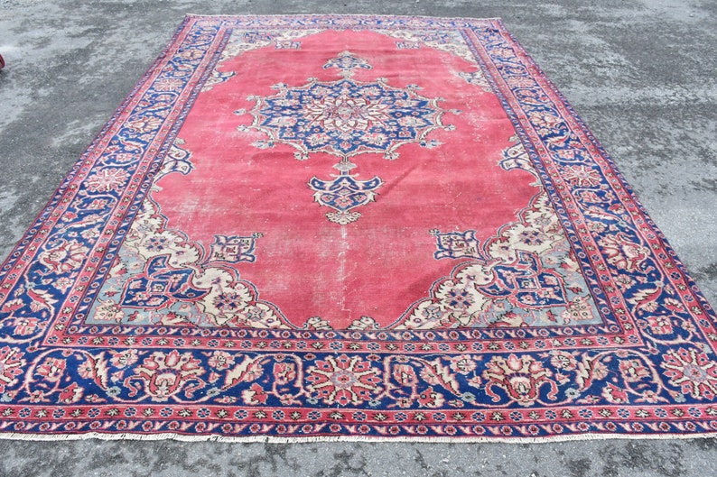 Oversize Rug Turkish Rug 9.1x13.6 Feet Floral Rug Large Etsy