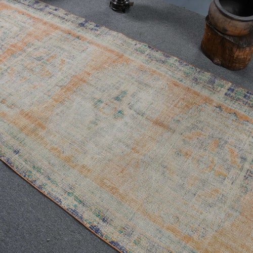 Vintage Rug, Turkish Rug, Area Carpet, Oushak shops Carpet, 47x97 inches Orange Carpet, Handmade Bedroom Carpet, Handwoven Indoor Rugs, 10862