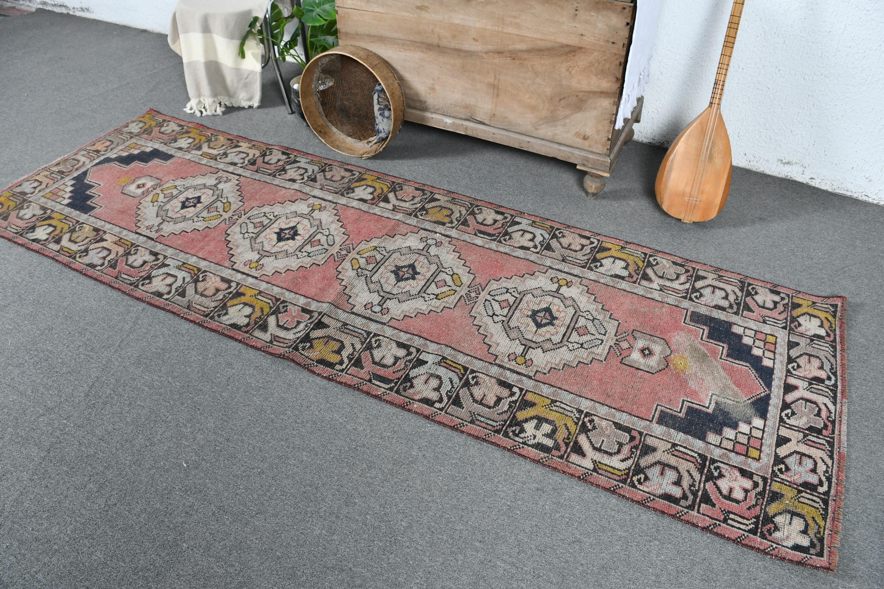 トルコラグ、3x9ランナーラグ、ヴィンテージラグ、装飾ウシャクラグ