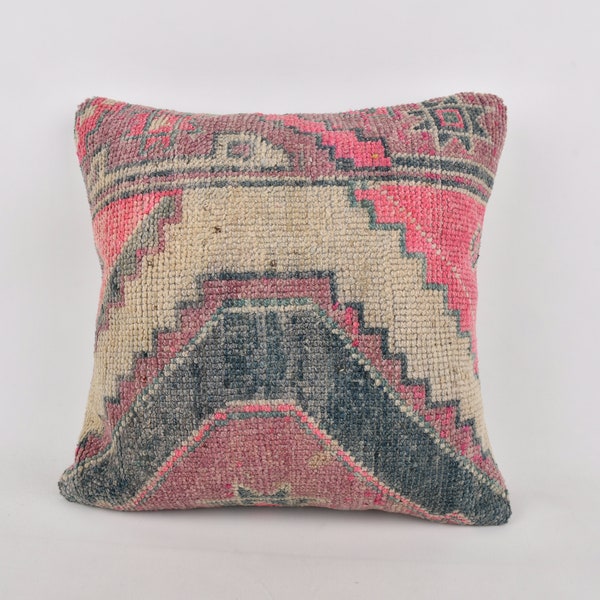 Vintage Pillow, Ethnical Kilim Rug Pillow, 20x20 Gift Pillow, Throw Kilim Pillow, Beige Cushion, Textured Pillow, Bolster Cushion Case,