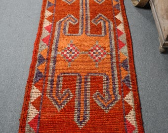Vintage Rug, Turkish Rug, Herki Rug, 3x10 Runner Rugs, Anatolian Rug, Rugs For Hallway, 2.8x10.3 ft Red Rug, Vintage Beni Ourain Rug,