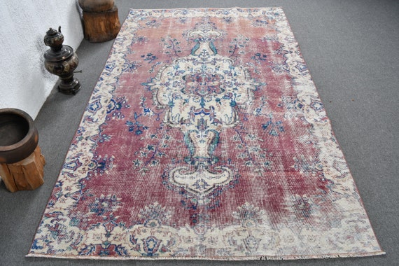Tappeto turco, tappeto vintage, tappeto grande 5.1x8.3 ft, tappeto