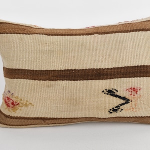 Poduszka vintage, ręcznie robiona poduszka kilim, poduszka dekoracyjna 16x24, poduszki antyczne, beżowa poduszka, anatolijska poduszka lędźwiowa, poduszka boho