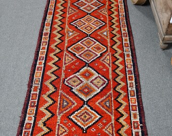 ヴィンテージ　トルコラグ　ランナー ヴィンテージ トルコ ラグ ランナー 85 x 350 cm、ピンク ボヘミアン