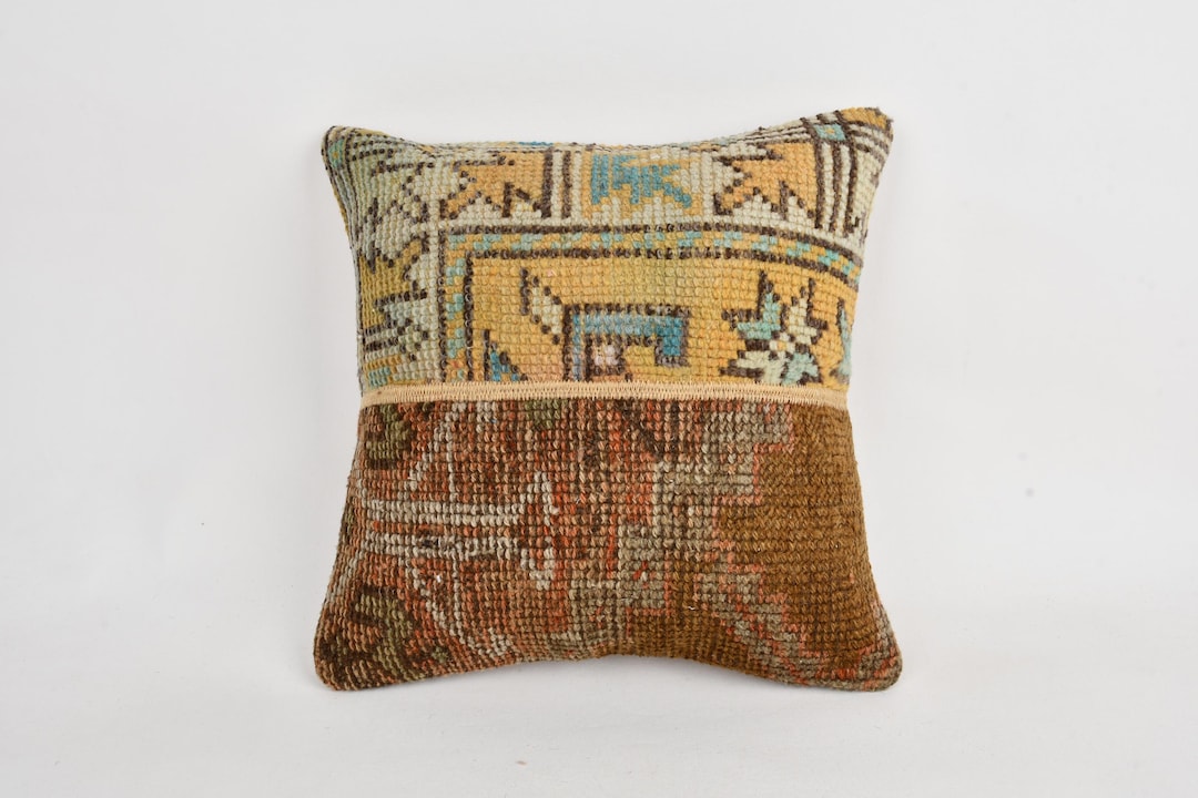 Buy Antique Pillows, Turkish Pillow, 16x16 Interior Designer Pillow,  Vintage Kilim Pillow, Orange Cushion, Patchwork Pillow, Textured Pillow,  Online