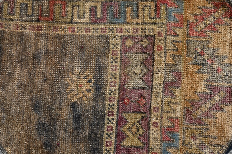 1.9x1.9 feet Vintage Rug Anatolian Rug Entry Rug Small Rug,Circle Rug,Door Mat Round Rug Faded Handmade Rug Turkish Rug SN- 5092