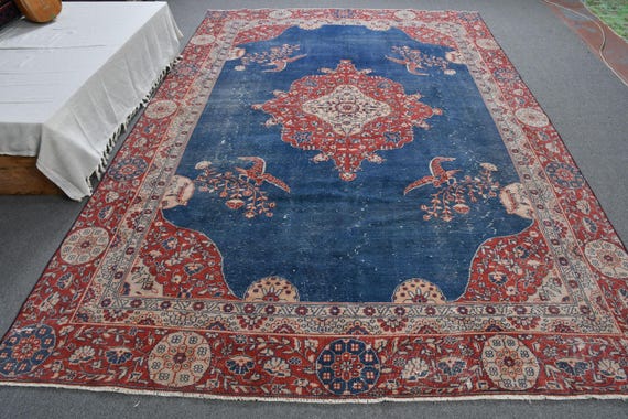 トルコ製特大ラグ 7.3x11.2フィート (223 x 340 cm)、ヴィンテージ