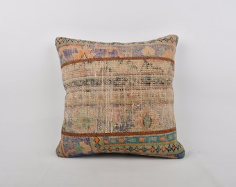 Vintage Pillow, Home Decor Pillow, 24x24 Throw Kilim Pillow, Vintage Kilim Throw Pillow, Blue Pillow, Patchwork Pillow, Hand Knotted Pillow,