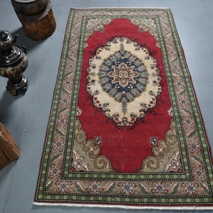 Accent Carpet, Turkish Rug, Vintage Rug, Antique Rug, 96x187cm Red Rug, Turkey Bedroom Rugs, Decorative Rugs