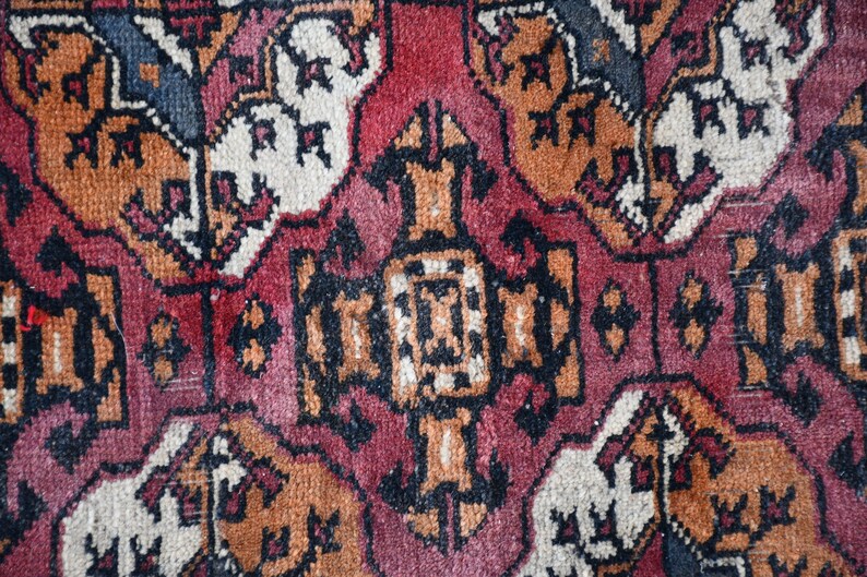 3.7 x9.4 Oushak Rug Geometric Rug Organic Rug,Handmade Rug Turkish Rug Vintage Rugs Runner Rug Purple Rug Turkish Runner Rug SN-3388