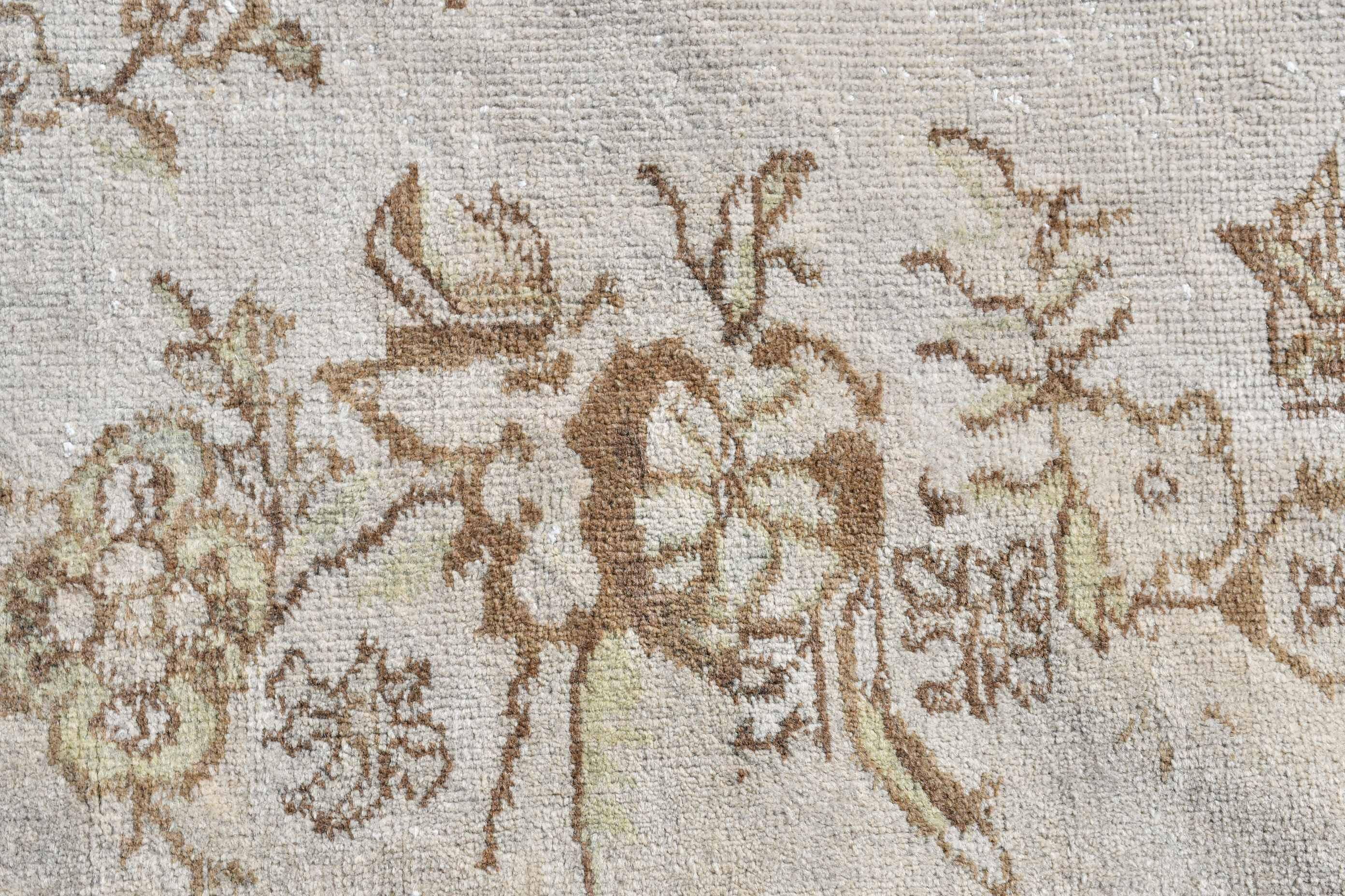 ヴィンテージ トルコ ラグ、大型ウール カーペット、花柄エリア ラグ