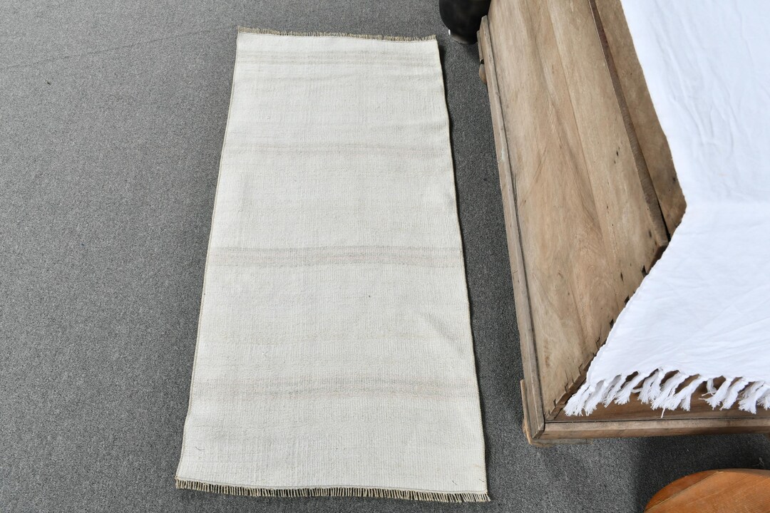 Keneipp Small Rug Turkish 1.8x3.9 Ft Rug, Vintage Small Rug, White Ikat Rug - Etsy