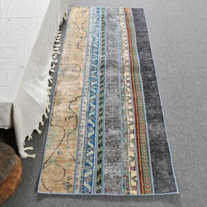 Vintage Turkish Runner Rug, Colorful Striped Design, 2x6ft Rug, Bohemian Bedroom Decor, Handmade Carpet, Oriental Style Home Accent