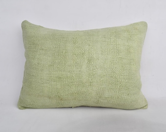 Pillow for Sofa, Turkish Kilim Pillow, 20x28 Ethnical Kilim Rug Pillow, Kilim Pillow Cover, Green Pillow, Bohemian Lumbar  Pillow,