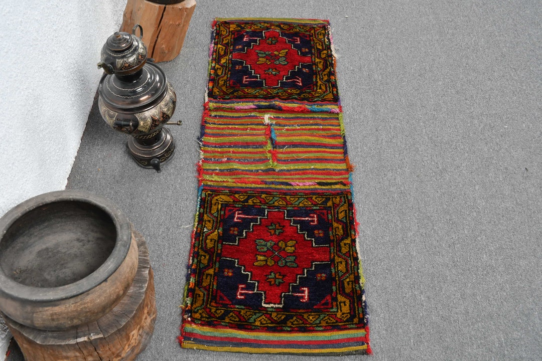 Turkish Rug, 1.5x4.6 Ft Small Rugs, Vintage Rug, Oushak Rugs, Rugs for
