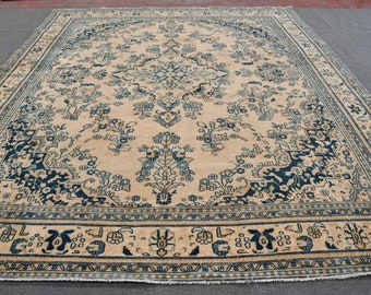 Oversize Rug, Vintage Rug, Turkish Rug, Antique Carpet, 123x150 inches Orange Carpet, Wool Wholesale Rug, Turkey Home Decor Rugs,  8717
