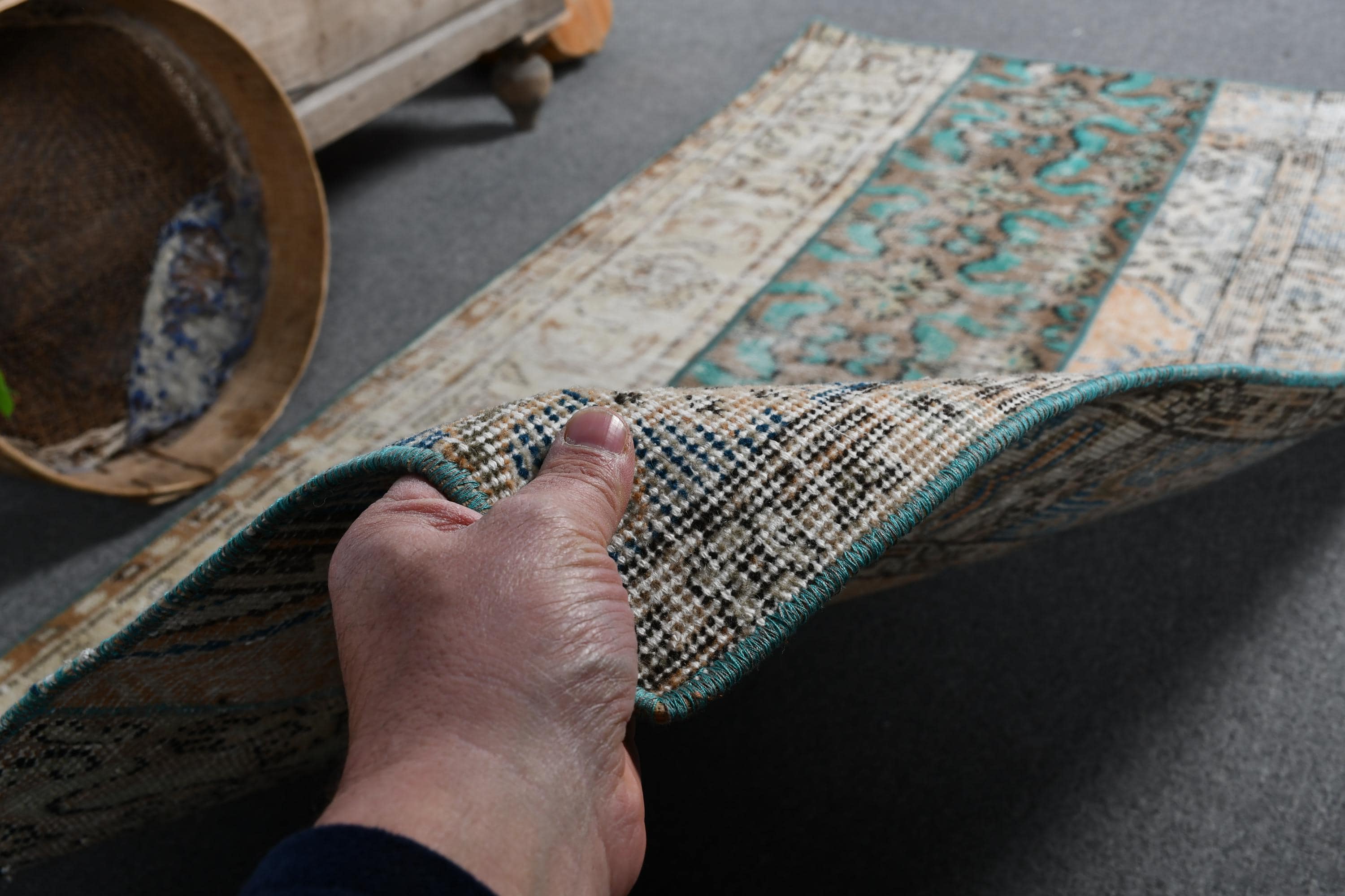 ヴィンテージラグ、3x5アクセントラグ、パッチワークラグ、トルコラグ