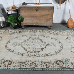 Turkish Rug, Large Rug, Vintage Rug, Oushak Rug, Rugs For Dining Room, 5x8.4 ft Pink Rug, Wool Rug, Home Decor Rugs, Gift For Her,  12759