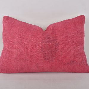 Handmade Kilim Cushion, Vintage Kilim Pillow 16x24 Kilim Cushion Sham, Kilim Pillow Cover, Pink Cushion Case, Rectangular Pillow, Throw Sofa image 4