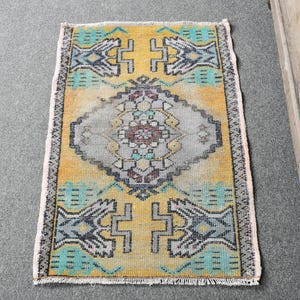 2x3 Small Rug, Vintage Rug, Turkish Rug, Muted Oushak Rugs, Rugs For Entry, 1.8x2.7 ft Yellow Rug, Luxury Vintage Wool Rug, Bath Mat Rug,