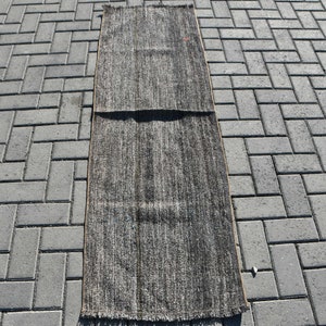 Vintage Kilim, Turkish Kilim, Runner Kilim, Antique Kilim, 22x69 inches Brown Kilim, Organic Kilim, Kitchen Kilim,  9732
