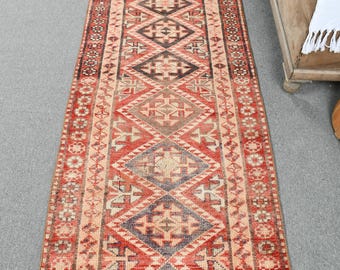 Herkiラグ、ヴィンテージラグ、トルコラグ、2.9 x 11.2フィートの