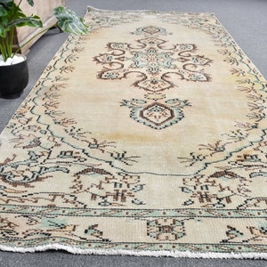 Area Rugs, Vintage Rug, Turkish Rug, Anatolian Rug, Rugs For Bedroom, 3.9x9.2 ft Beige Rug, Oushak Rug, Wool Rug, Vintage Area Rug,  12563