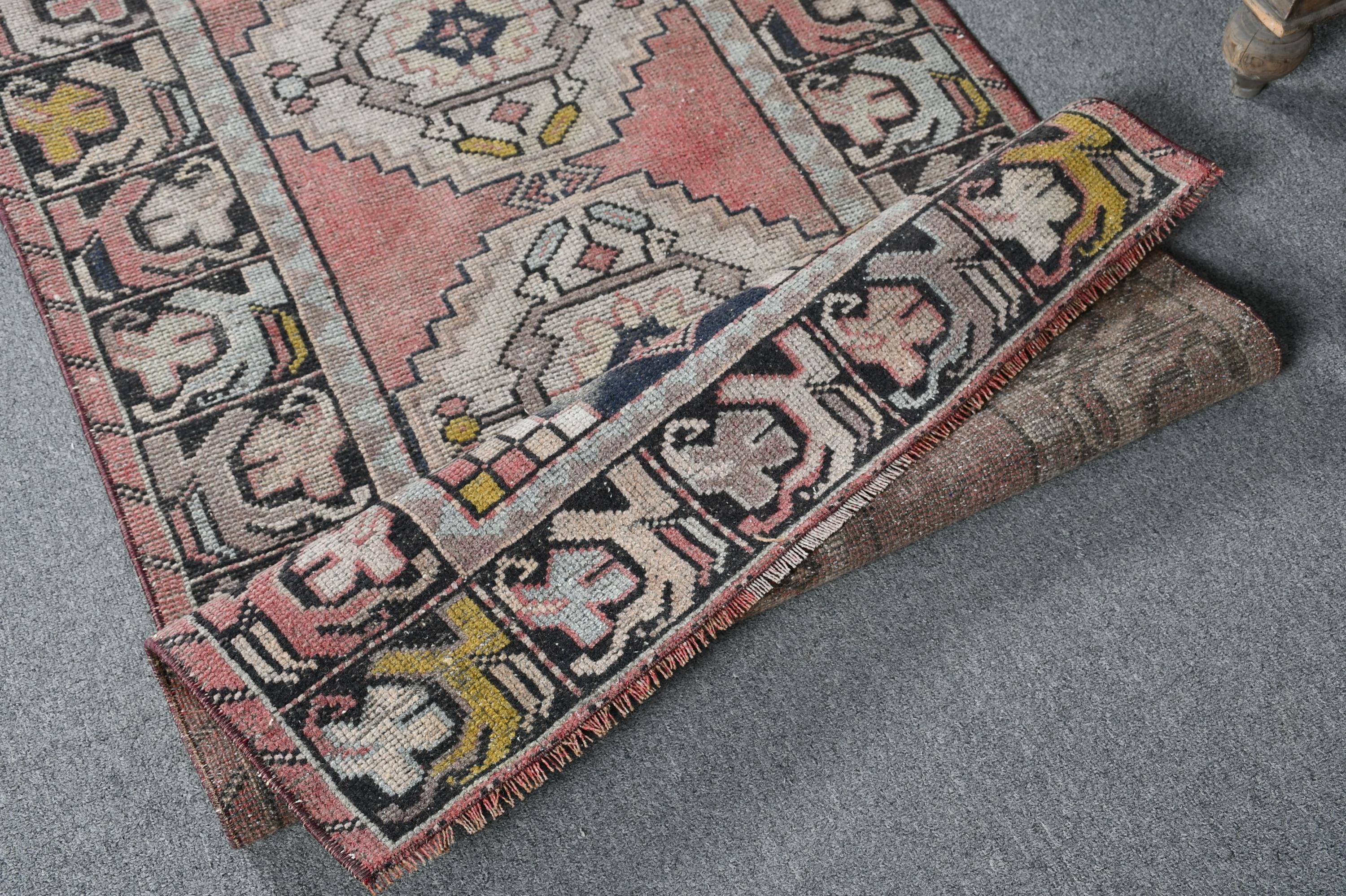 トルコラグ、3x9ランナーラグ、ヴィンテージラグ、装飾ウシャクラグ