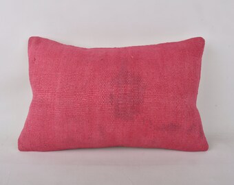 Handmade Kilim Cushion, Vintage Kilim Pillow 16x24 Kilim Cushion Sham, Kilim Pillow Cover, Pink Cushion Case, Rectangular Pillow, Throw Sofa