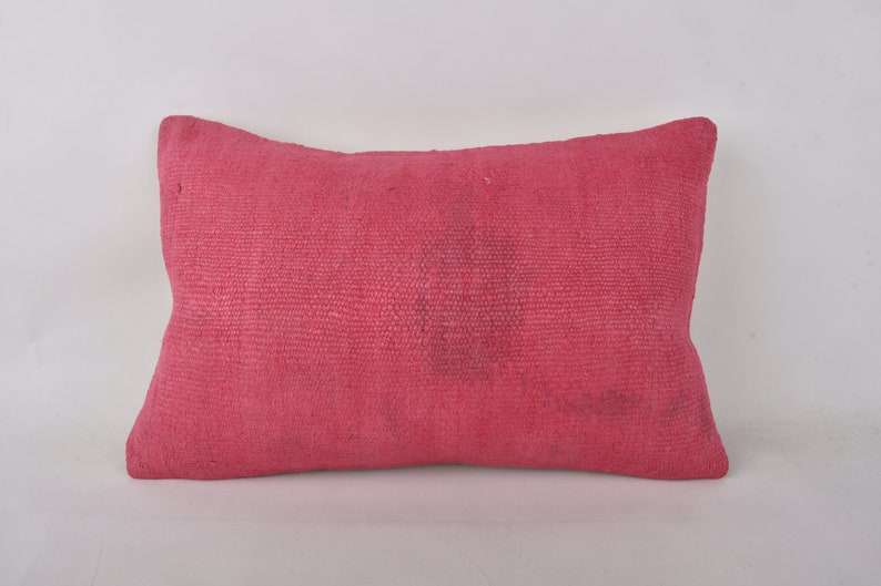 Handmade Kilim Cushion, Vintage Kilim Pillow 16x24 Kilim Cushion Sham, Kilim Pillow Cover, Pink Cushion Case, Rectangular Pillow, Throw Sofa image 1