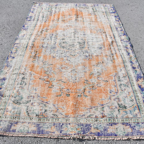 Turkish Rug, Faded Rug, 5.1x8.5 feet, Living Room Rug, Vintage Rug, Handmade Rug, Oushak Rug, Salon Rug,Organic Rug, Oriental Rug, SN- shops 6310
